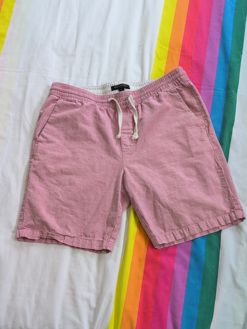 Banana Republic Men's Light Pink Elastic Drawstring Cotton Shorts